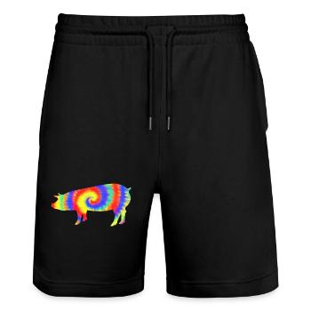 Cochon - Short de jogging bio TRAINER Stanley/Stella unisexe - noir - Devant - Nik (191cm) & Marisol (170cm)