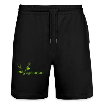 Proud To Be A Vegetarian - Stanley/Stella Trainer Unisex Organic Jogging Shorts - black - Front - Nik (191cm) & Marisol (170cm)