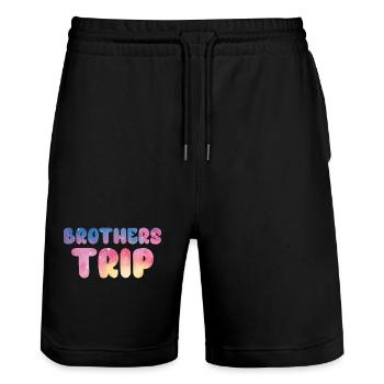 Sibling Brothers Journey - Stanley/Stella Trainer Unisex Organic Jogging Shorts - black - Front - Nik (191cm) & Marisol (170cm)