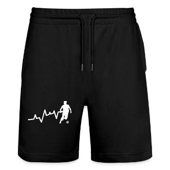 Fußballspieler Herzschlag Fußball - Stanley/Stella Unisex Bio Joggingshorts Trainer  - Schwarz - Vorne - Nik (191cm) & Marisol (170cm)
