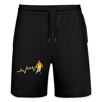 Fußballspieler Herzschlag Fußball - Stanley/Stella Unisex Bio Joggingshorts Trainer  - Schwarz - Vorne - Nik (191cm) & Marisol (170cm)