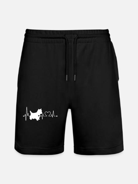 Westie Heartbeat T Shirt - Stanley/Stella Trainer økologiske unisex joggingshorts - sort