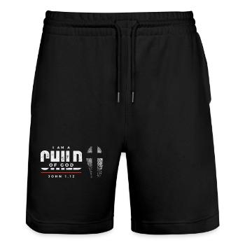 Je suis un enfant de Dieu - Jean 1:12 - Short de jogging bio TRAINER Stanley/Stella unisexe - noir - Devant - Nik (191cm) & Marisol (170cm)