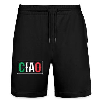 Italia Ciao - Short de jogging bio TRAINER Stanley/Stella unisexe - noir - Devant - Nik (191cm) & Marisol (170cm)