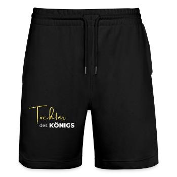 Tochter des Königs - Stanley/Stella Unisex Bio Joggingshorts Trainer  - Schwarz - Vorne - Nik (191cm) & Marisol (170cm)