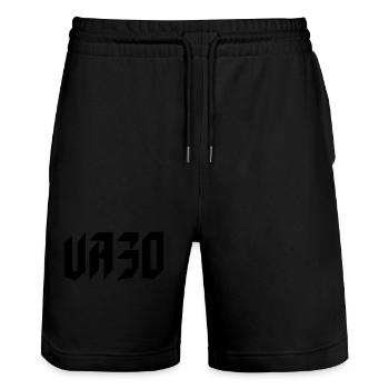 UA30 Ukrainisches Tryzub-Symbol Ukrainischer Dreizack - Stanley/Stella Unisex Bio Joggingshorts Trainer  - Schwarz - Vorne - Nik (191cm) & Marisol (170cm)