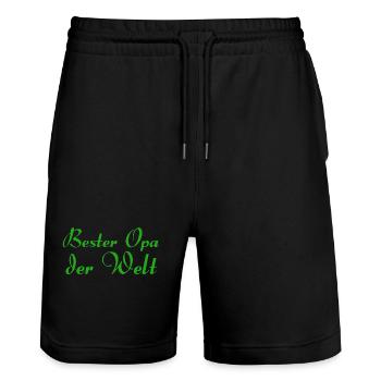 Bester Opa der Welt - Stanley/Stella Unisex Bio Joggingshorts Trainer  - Schwarz - Vorne - Nik (191cm) & Marisol (170cm)