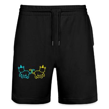Einhörner Katzen Retro Vintage 80er 90er Katze - Stanley/Stella Unisex Bio Joggingshorts Trainer  - Schwarz - Vorne - Nik (191cm) & Marisol (170cm)