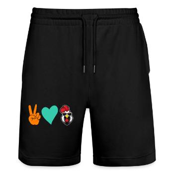 Chicken Rooster - Stanley/Stella Trainer Unisex Organic Jogging Shorts - black - Front - Nik (191cm) & Marisol (170cm)