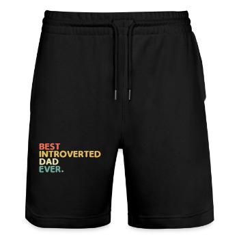 Meilleur dicton de papa introverti pour les introvertis - Short de jogging bio TRAINER Stanley/Stella unisexe - noir - Devant - Nik (191cm) & Marisol (170cm)