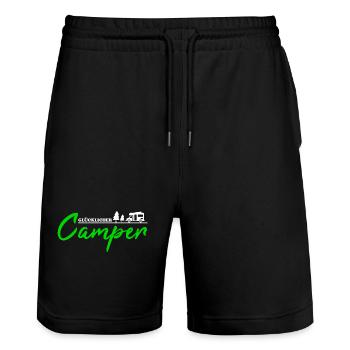 Camping Really Happy Motorhome Gift Camper - Stanley/Stella Trainer Unisex Organic Jogging Shorts - black - Front - Nik (191cm) & Marisol (170cm)