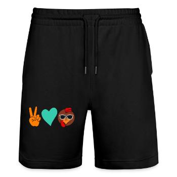Hühner Hahn Truthahn - Stanley/Stella Unisex Bio Joggingshorts Trainer  - Schwarz - Vorne - Nik (191cm) & Marisol (170cm)