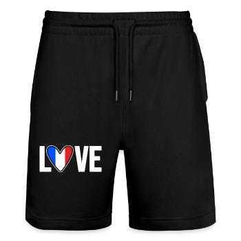 France - Stanley/Stella Trainer Unisex Organic Jogging Shorts - black - Front - Nik (191cm) & Marisol (170cm)