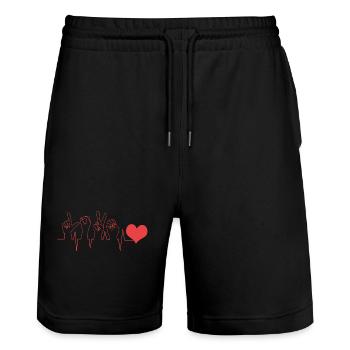 Sign language sign ASL deaf - Stanley/Stella Trainer Unisex Organic Jogging Shorts - black - Front - Nik (191cm) & Marisol (170cm)