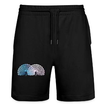 Cute Peacock - Stanley/Stella Trainer Unisex Organic Jogging Shorts - black - Front - Nik (191cm) & Marisol (170cm)