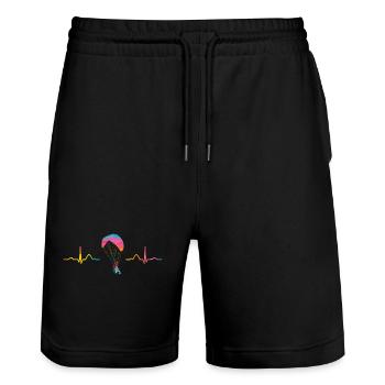 Motorisiertes Gleitschirmfliegen Ppg Paramotoring - Stanley/Stella Unisex Bio Joggingshorts Trainer  - Schwarz - Vorne - Nik (191cm) & Marisol (170cm)