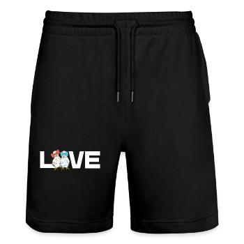 LOVE Poulet Poulet Soie Poulets Chick Soie Poulet Design - Short de jogging bio TRAINER Stanley/Stella unisexe - noir - Devant - Nik (191cm) & Marisol (170cm)