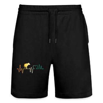 Boeuf Buffalo Heartbeat Oxen - Short de jogging bio TRAINER Stanley/Stella unisexe - noir - Devant - Nik (191cm) & Marisol (170cm)