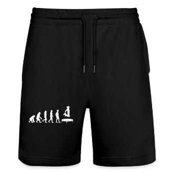 Trampoline Evolution - Short de jogging bio TRAINER Stanley/Stella unisexe - noir - Devant - Nik (191cm) & Marisol (170cm)