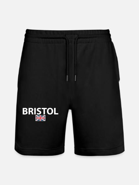 Bristol UK British Flag Briton - Stanley/Stella Trainer Unisex Organic Jogging Shorts - black
