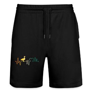 Ducks - Stanley/Stella Trainer Unisex Organic Jogging Shorts - black - Front - Nik (191cm) & Marisol (170cm)