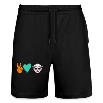 Schäfer Schaf - Stanley/Stella Unisex Bio Joggingshorts Trainer  - Schwarz - Vorne - Nik (191cm) & Marisol (170cm)