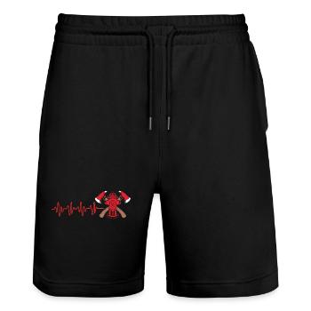 Pompier Pompier - Short de jogging bio TRAINER Stanley/Stella unisexe - noir - Devant - Nik (191cm) & Marisol (170cm)