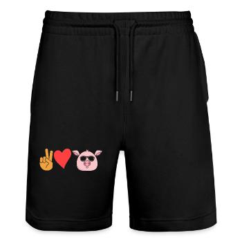 Schwein - Stanley/Stella Unisex Bio Joggingshorts Trainer  - Schwarz - Vorne - Nik (191cm) & Marisol (170cm)