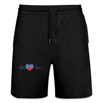 Flagge von La Réunion Souvenir Geschenkidee 974 - Stanley/Stella Unisex Bio Joggingshorts Trainer  - Schwarz - Vorne - Nik (191cm) & Marisol (170cm)