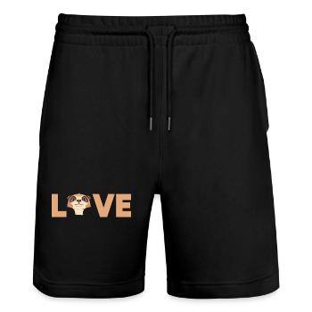 Meerkat - Stanley/Stella Trainer Unisex Organic Jogging Shorts - black - Front - Nik (191cm) & Marisol (170cm)