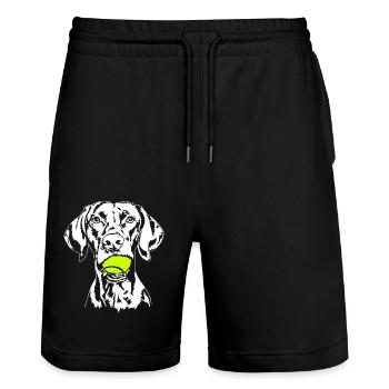 Vizsla Ball Ball Junkie Dogs Wilsigns - Stanley/Stella Trainer Unisex Organic Jogging Shorts - black - Front - Nik (191cm) & Marisol (170cm)