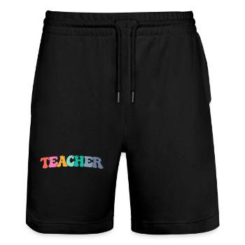 Best Teacher Ever! Womens Shirt, Teacher - Stanley/Stella Trainer Unisex Organic Jogging Shorts - black - Front - Nik (191cm) & Marisol (170cm)