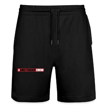 Amsterdam Crew - Stanley/Stella Trainer Unisex Organic Jogging Shorts - black - Front - Nik (191cm) & Marisol (170cm)