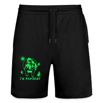 PUG LIFE, BEAUTIFUL DOGS,FUNNY DOG DESIGN - Stanley/Stella Trainer Unisex Organic Jogging Shorts - black - Front - Nik (191cm) & Marisol (170cm)
