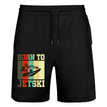 Born to Jetski Jet Ski Cadeau - Short de jogging bio TRAINER Stanley/Stella unisexe - noir - Devant - Nik (191cm) & Marisol (170cm)