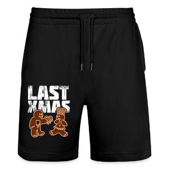 Last Christmas - Stanley/Stella Trainer Unisex Organic Jogging Shorts - black - Front - Nik (191cm) & Marisol (170cm)