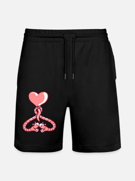 Heart Balloon Worms - Stanley/Stella Trainer Unisex Organic Jogging Shorts - black