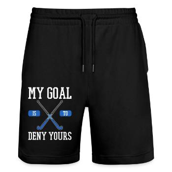 Field hockey goalie gift - Stanley/Stella Trainer Unisex Organic Jogging Shorts - black - Front - Nik (191cm) & Marisol (170cm)