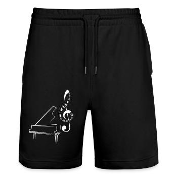 Musical Notes Music Musicians Sheet Music Keys Sheet Music Notes - Stanley/Stella Trainer Unisex Organic Jogging Shorts - black - Front - Nik (191cm) & Marisol (170cm)