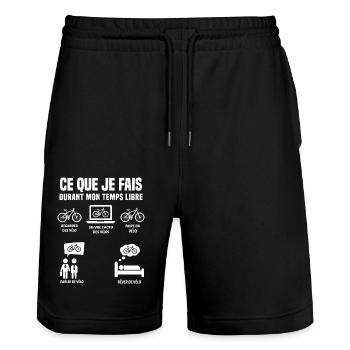 Ce Que Je Fais Pendant Mon Temps Libre Vélo - Short de jogging bio TRAINER Stanley/Stella unisexe - noir - Devant - Nik (191cm) & Marisol (170cm)