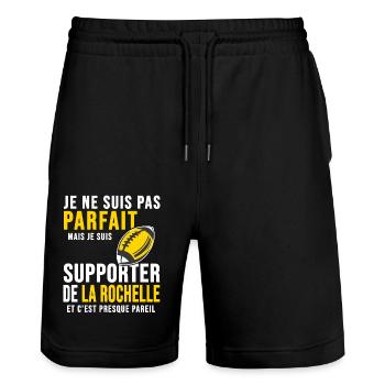 supporter rugby stade La Rochelle club rugby - Short de jogging bio TRAINER Stanley/Stella unisexe - noir - Devant - Nik (191cm) & Marisol (170cm)