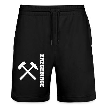 Erzgebirge Bergbau - Stanley/Stella Unisex Bio Joggingshorts Trainer  - Schwarz - Vorne - Nik (191cm) & Marisol (170cm)