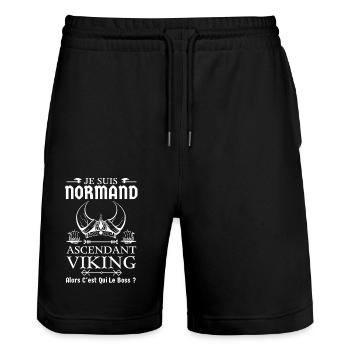 Normand ascendant viking 2 - Short de jogging bio TRAINER Stanley/Stella unisexe - noir - Devant - Nik (191cm) & Marisol (170cm)