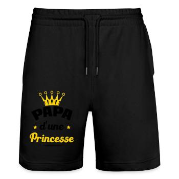 Papa d'une Princesse Cadeau Père et Fille - Short de jogging bio TRAINER Stanley/Stella unisexe - noir - Devant - Nik (191cm) & Marisol (170cm)