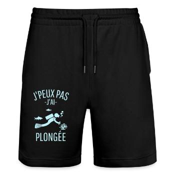 Humour plongée Plongeur - Short de jogging bio TRAINER Stanley/Stella unisexe - noir - Devant - Nik (191cm) & Marisol (170cm)
