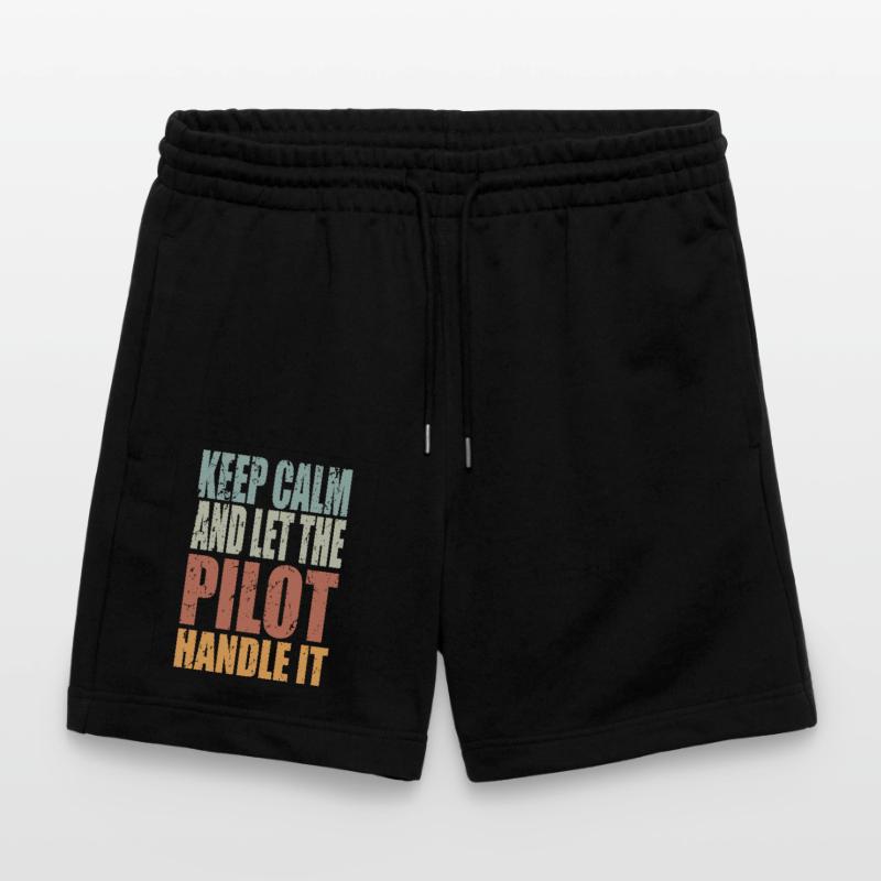Keep Calm Pilot Spruch Pilot Geschenk Stanley/Stella Unisex Bio Joggingshorts Trainer 