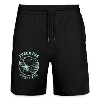Humour été plage soleil - Short de jogging bio TRAINER Stanley/Stella unisexe - noir - Devant - Nik (191cm) & Marisol (170cm)