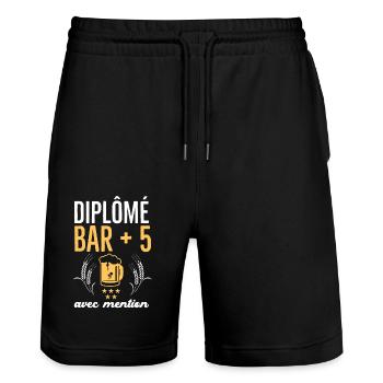 Humour bière 4 - Short de jogging bio TRAINER Stanley/Stella unisexe - noir - Devant - Nik (191cm) & Marisol (170cm)
