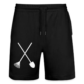 Pelle et râteau - Short de jogging bio TRAINER Stanley/Stella unisexe - noir - Devant - Nik (191cm) & Marisol (170cm)