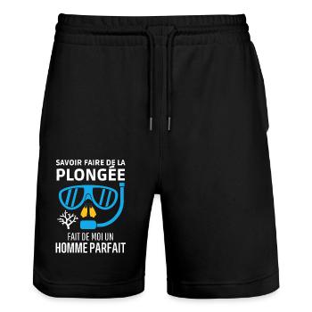 plongée sous marine - Short de jogging bio TRAINER Stanley/Stella unisexe - noir - Devant - Nik (191cm) & Marisol (170cm)